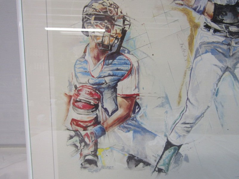 Gesigneerde Litho: Baseballers, Twan van de Vorstenbosch, 1990