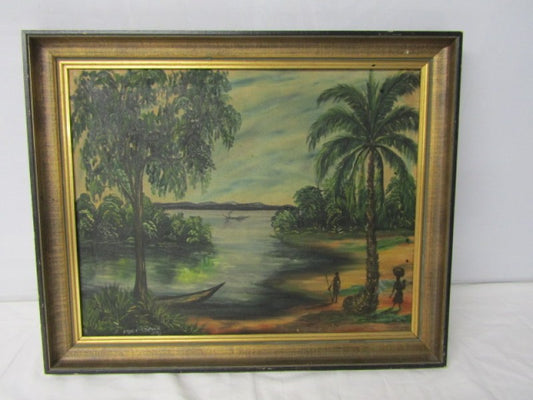 Schilderij op Doek: Rivierlandschap, Etnische Kunst, 1953