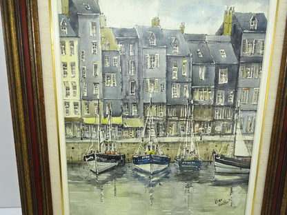 Schilderij, Aquarel Honfleur Haven: Hiro