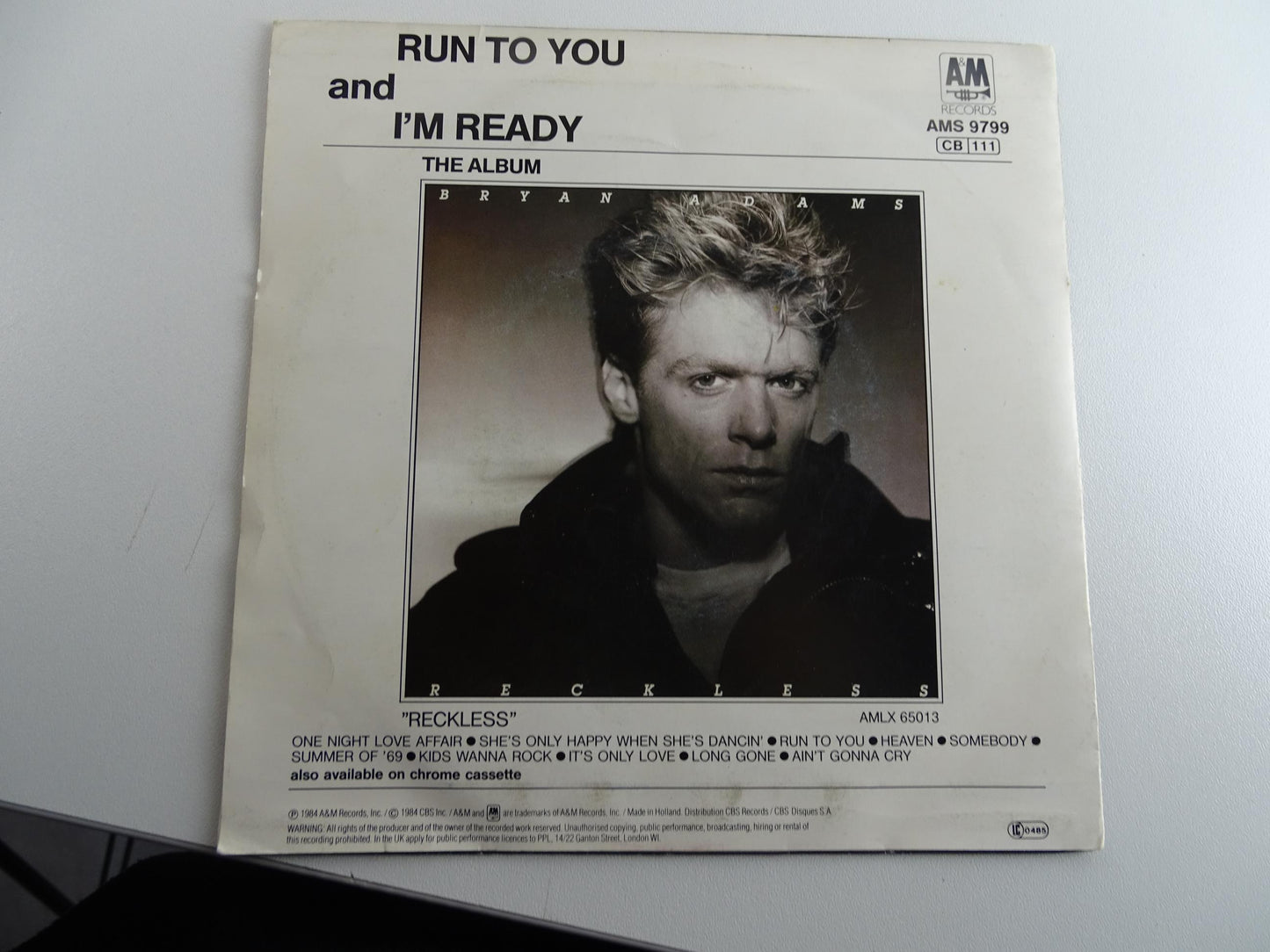 Single, Bryan Adams: Run To You, 1984