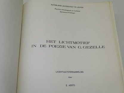 Boek / Licentiaatsverhandeling: Het Lichtmotief In De Poëzie Van G. Gezelle, Egbert Aerts, 1968