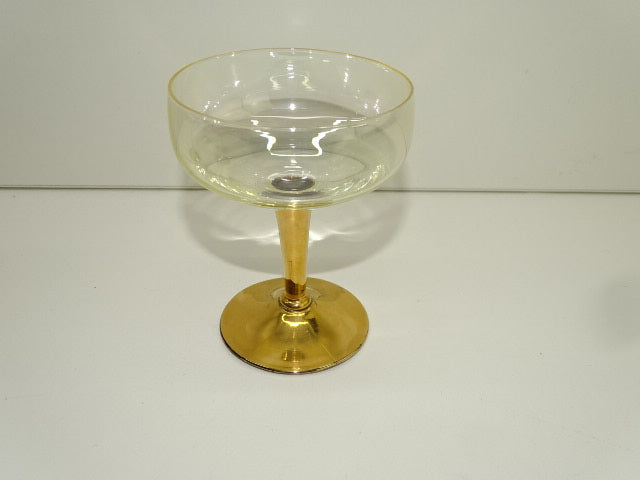 Vintage glas, Coupe Champagne,  Goudkleurige Voet