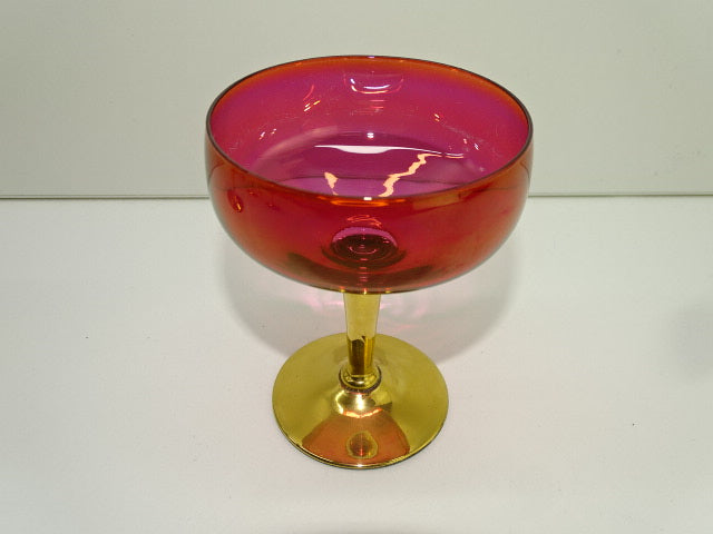 Vintage glas, Coupe Champagne,  Goudkleurige Voet