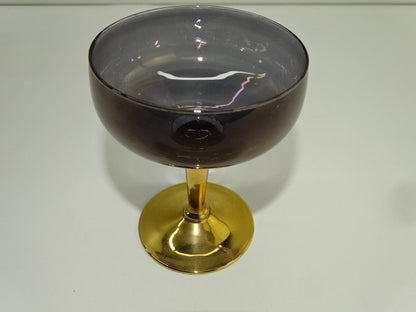 Vintage glas, Coupe Champagne,  Goudkleurige Voet