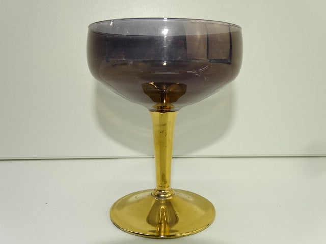 Vintage glas, Coupe Champagne,  Goudkleurige Voet