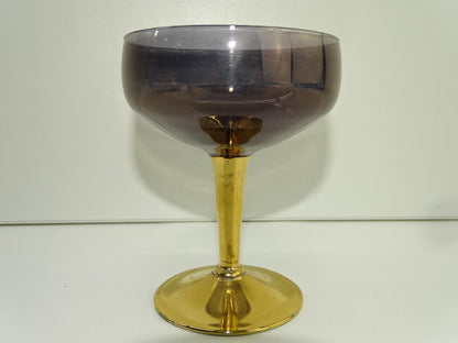 Vintage glas, Coupe Champagne,  Goudkleurige Voet