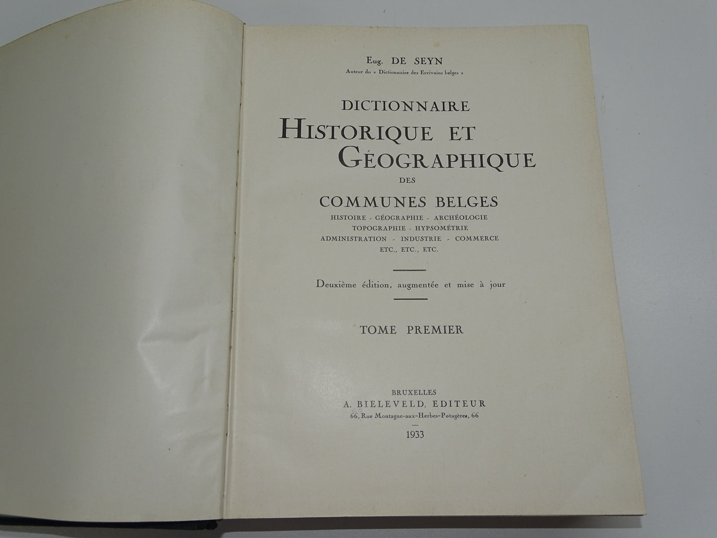 Boek: Dictionnaire Historique Et Géographique Des Communes Belges, 1933