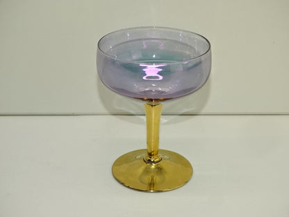 Vintage glas, Coupe Champagne,  Goudkleurige Voet