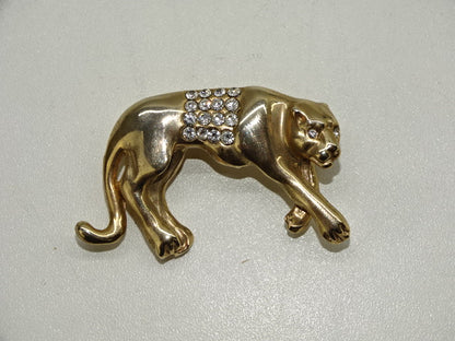 Broche / Spel: Panter, Strass Steentjes