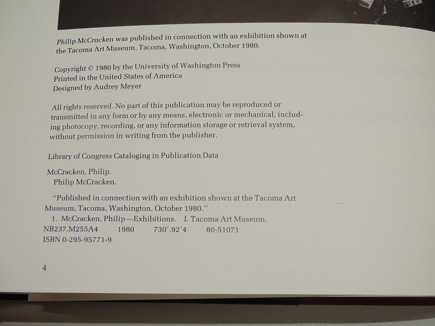 Boek: Philip McCracken, Tacoma Art Museum, 1980