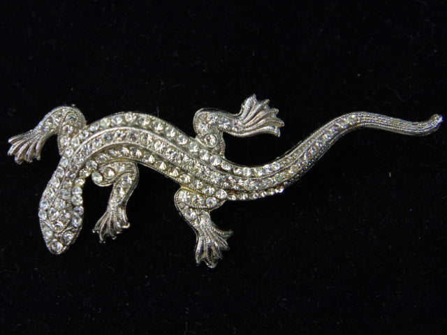 Broche: Salamander, Strass Steentjes