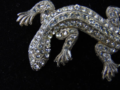 Broche: Salamander, Strass Steentjes