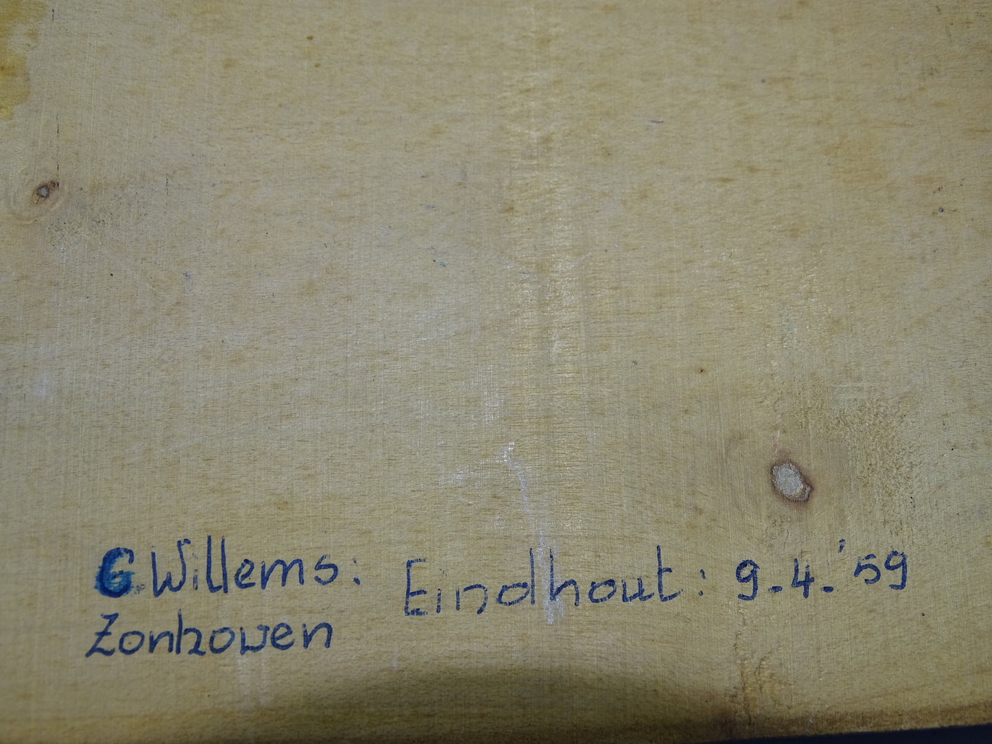 Houten Wandplaat: Vers Guido Gezelle, Mijn Vlaanderen..., 1959