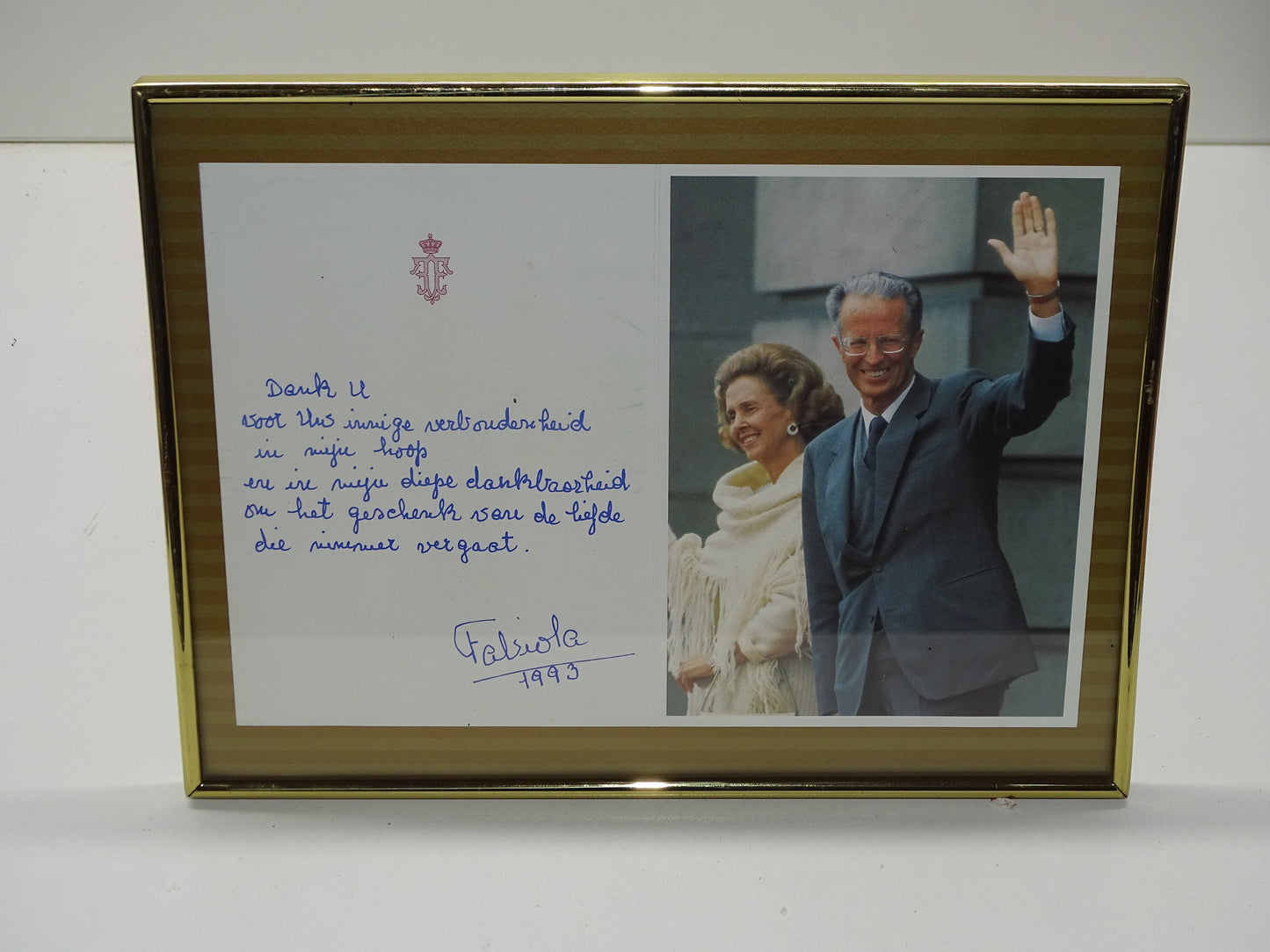 Dankbetuiging: Koningin Fabiola, Overlijden Koning Boudewijn, 1993