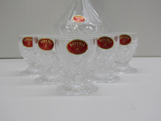 Decanteerfles + 6 Glazen, Bohemia Crystal