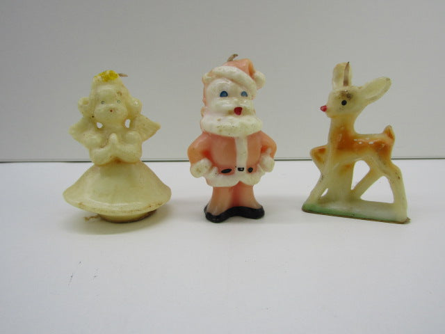 3 Vintage Kerstkaarsen: Gurley Novelty, USA