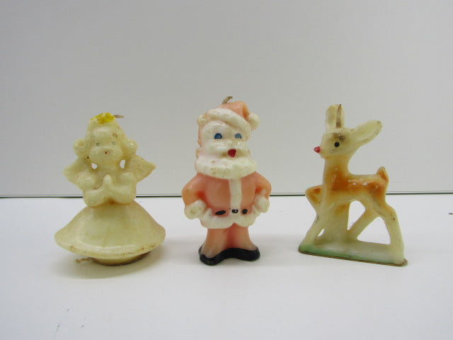 3 Vintage Kerstkaarsen: Gurley Novelty, USA