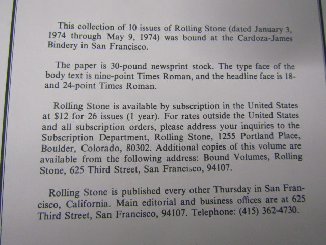 Gebundel Boek: Rolling Stone, Januari tot Mei 1974